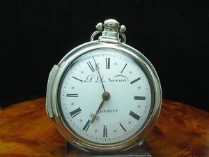 D.D. NEVEREN LONDON EDELSTAHL OPEN FACE SPINDELTASCHENUHR MIT SCHNECKE & KETTE