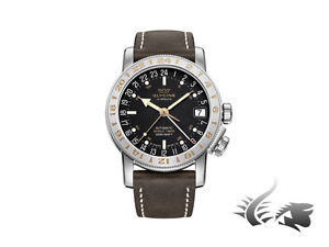 Glycine Airman 17 Automatic Watch, GMT, Black, GL 293, Leather Strap