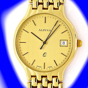 Alpina Mens Gold Bracelet Watch Data Secondi Oro Giallo 585 U2376, GIOIELLI MART