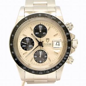 Authentic Tudor Chrono Time Date Wrist Watch Black Silver Men Automatic B
