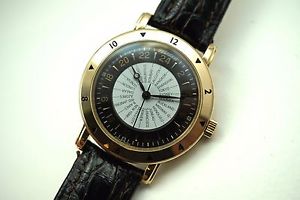 WALDEN INTERNATIONAL 0900 WORLD TIME 18K ROSE AUTOMATIC C.2000'S 40 MM NICE!!