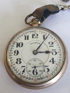 1923 Illinois BUNN SPECIAL 21j 10k GF Open Face RAILROAD 16s Pocket Watch MOD 9