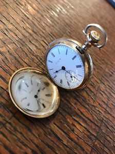 Antique Elgin Pocket Watch, Solid 18K Gold Full Hunter Case Works 3.2mm Diamond!