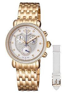GV2 by Gevril Womens Marsala Watch 9881 Chronograph Rose Gold IP Steel MOP Dial