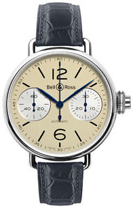 WW1-CHRONOGRAPH-MONOPOUSSOIR-IVORY | BELL & ROSS VINTAGE | AUTHENTIC MENS WATCH