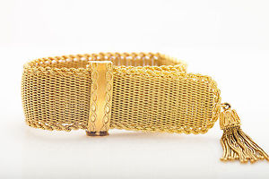 Vintage 1940s RETRO UNIVERSAL Ladies 8" 18k Gold Ribbon Bracelet Watch 8" 101g