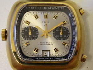 Vintage 1970s ELGIN 366 17j Automatic Chronograph Watch Plaque G10 Cal. 12 SWISS