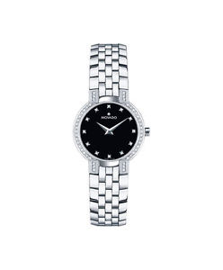 Movado Faceto Stainless Steel w Diamond Bezel/Dial Women`s Watch 0605586