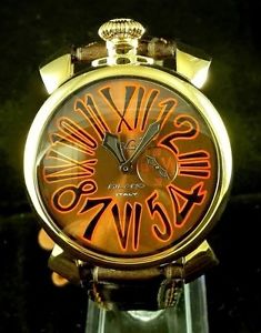 GAGA MILANO 46 MM MANUALE 18KT ROSE GOLD PLATED MANUFACTURED CALIBER - NEW !