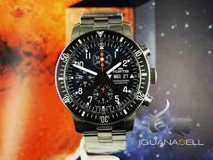 Fortis Official Cosmonauts Chronograph Automatic Watch, ETA Valjoux 7750, Black