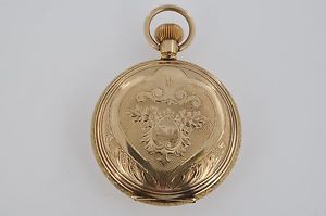 WALTHAM 14K CRESENT STREET HUNTING CASE  POCKET WATCH