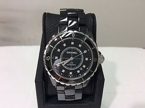 CHANEL Ref. H1626 J12 Automatic Diamond Dial & 38mm Black Ceramic Case! SUPERB!