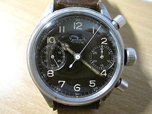 VINTAGE, HANHART 17 STEINE, WWII ERA PILOTS CHRONOGRAPH  WRISTWATCH