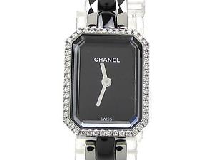 Authentic CHANEL Premier Bezel Diamond Watch Stainless steel Ceramic Women