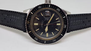 VERY RARE 60'S GUBELIN A1017 DIVER BLACK DIAL DATE MAN'S WATCH