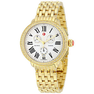 Michele Ladies MWW21A000011 Serein Diamond Chronograph Gold Tone Watch