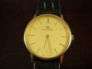 Vintage Mens Bucherer Manual Wind Wrist Watch Solid 18K Original Band 5x Signed