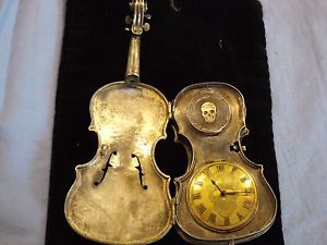 RARE SILVER FABERGE VERGE FUSE WATCH 1860s SOLID SILVER AND ENAMEL VIOLIN WOW!!