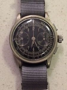 1940s MILITARY STYLE CHRONOGRAPH UNMARKED BLACK DIAL LANDERON 47