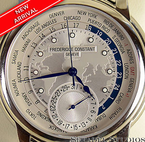 Frederique Constant Geneve Steel Worldtimer Watch FC - 718WM4H6 w/ Box
