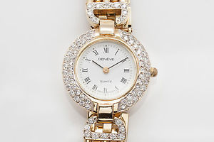 Estate MINTY $7000 Swiss Geneve 2ct VS H Diamond 14k Yellow Gold Ladies Watch