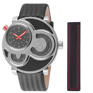 GV2 by Gevril Men's 8300 Macchina Del Tempo Limited Edition Black Leather Watch