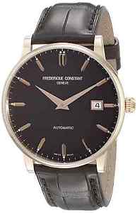 Frederique Constant Men's FC316C5B9 Slim Line 18K Rose Gold Watch with Brown Ban