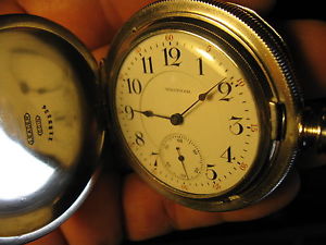 18's Waltham Hunter Pocket Watch Heavy 5oz Coin Silver Case 21 Jewels N. Mint