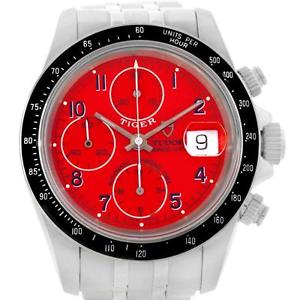 Tudor Tiger Prince Date Red Dial Chronograph Steel Watch 79260