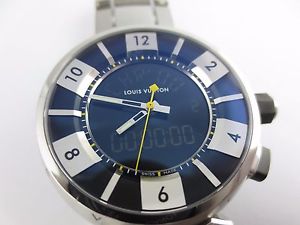 ZK001 Authentic LOUIS VUITTON TAMBOUR Q118F RV5942 Multi Function Qz SS Watch