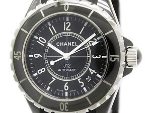 Polished CHANEL J12 Ceramic Rubber Automatic Mens Watch H0684 (BF110404)
