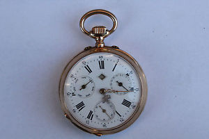 Solid gold 18k triple calendar pocket watch spiral brequet 50mm 90gr
