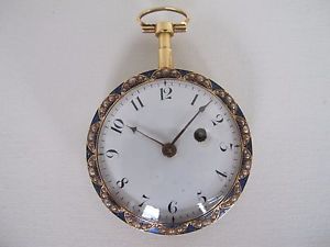 5K1028 Rare antique Blue enamel inlaid pearls 21k solid gold  镶珍珠珐琅彩 古董实金怀表