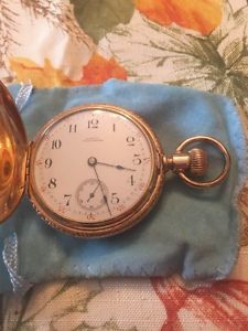 Waltham 14k Solid gold Riverside Pocket Watch Hunter Case