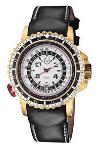 GV2 by Gevril Men's 3503 Contasecondi Automatic Black Leather Date Watch