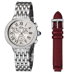 GV2 By Gevril Women's Astor Chronograph Wristwatch 9130 Stainless Steel Day/Date