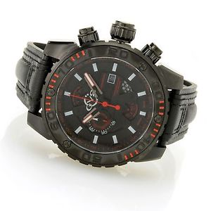 GV2 by Gevril Men's 1404 Octopus Chronograph Black Leather Date Wristwatch