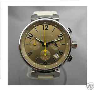 Auth LOUIS VUITTON Tambour Chronograph Q1122 Automatic SS x Rubber Men's watch
