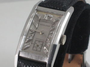 Platinum Art Deco Diamond Dial Hamilton Watch Vintage Rectangle Fancy Special