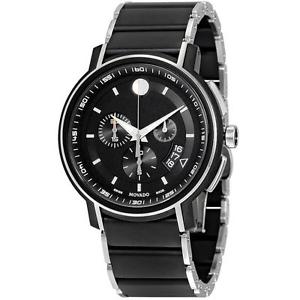 MOVADO MEN'S BLACK STEEL BRACELET & CASE SWISS QUARTZ WATCH 0607006