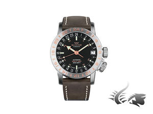 Glycine Airman 17 Automatic Watch, Purist 24h, Black, GL 293, Leather Strap