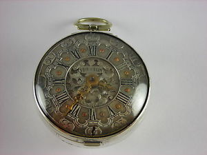 Antique original English Verge Fusee Keywind pocket watch. Rare Champleve dial!