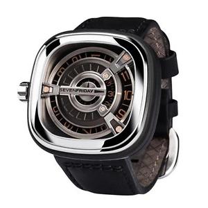 SEVEN FRIDAY MEN'S M-SERIES 47MM LEATHER BAND STEEL CASE AUTOMATIC WATCH M1-03