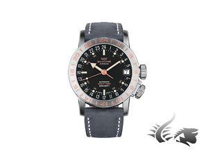 Glycine Airman 17 Automatic Watch, Purist 24h, Black, GL 293, Leather Strap