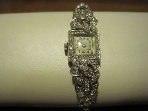 Vintage Lady's Hamilton Platinum & 14K Diamond Wristwatch