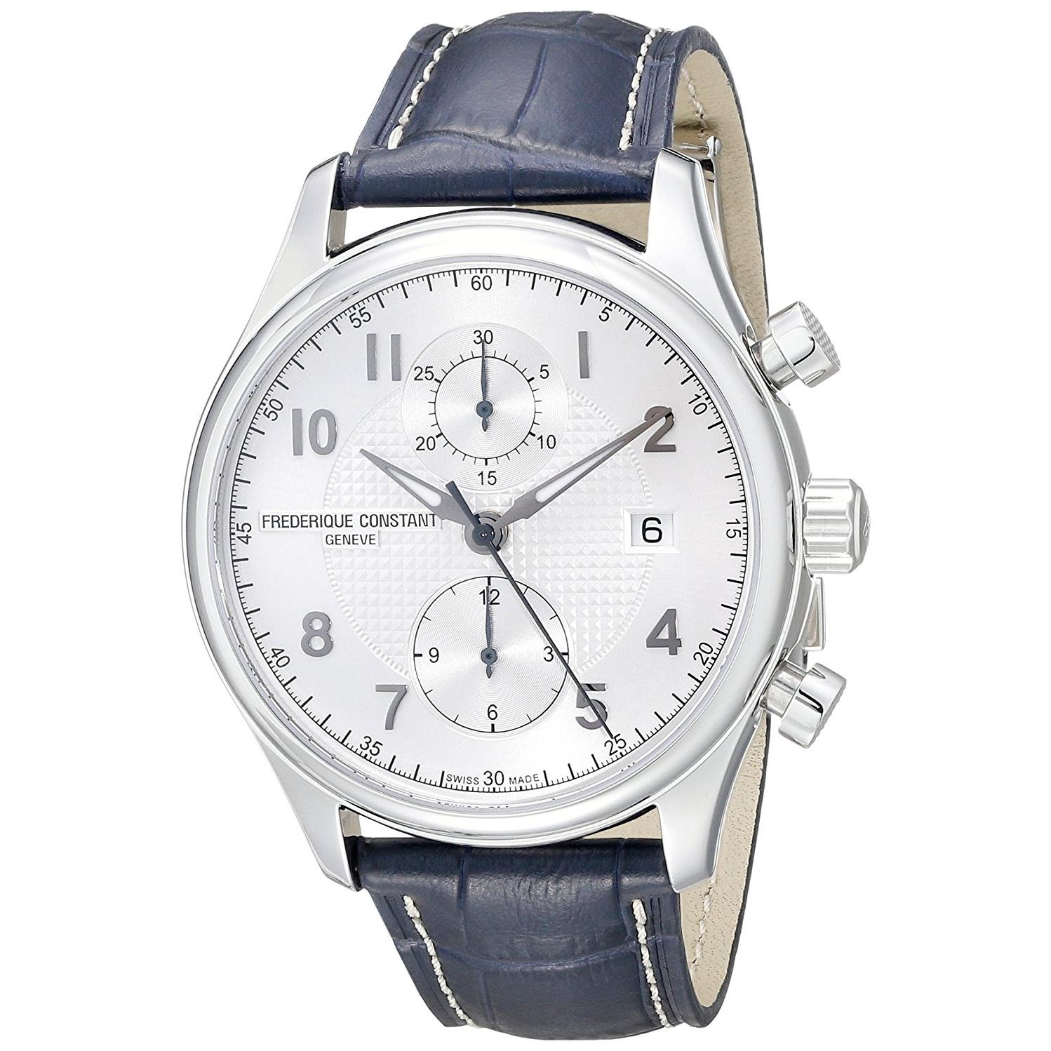 FREDERIQUE CONSTANT MEN'S 42MM BLUE LEATHER BAND AUTOMATIC WATCH FC-393RM5B6