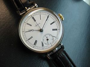 Vintage  Agassiz Watch Co Chronograph 1880'c 17 Jewels Porcelain Dial Wristwatch