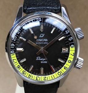 Vintage Enicar Sherpa Guide GMT Compressor Dive Divers Diving Wristwatch