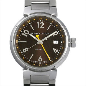 Used Watch Men LOUIS VUITTON Tambour GMT Q1131 Self-Winding Brown A1T