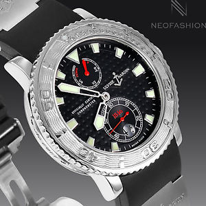 ULYSSE NARDIN MAXI MARINE DIVER SS 40MM RARE BLACK DIAL MENS WATCH 263-55-3/92